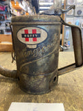 Vtg Springspout Tin Oil Gas Can Huffy Embossed Qt Flex Spout Service Station Log
