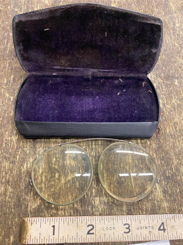 Vtg Clip ON Glasses Case Silver Theodore Rosevelt Garrett optometrist Rochester