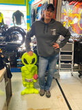 Vtg Space Alien Blow Mold 36" Green Halloween Ray Gun General Foam Minty!