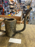 Vtg Springspout Tin Oil Gas Can Huffy Embossed Qt Flex Spout Service Station Log