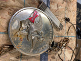 50's Budweiser Light Clock sign Vtg Advertising Pocket Watch w coin Jet Airplane
