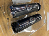 oem Chrome Harley TBW Touring Softail Handlebar Hand Grips Willie G Skull Glide