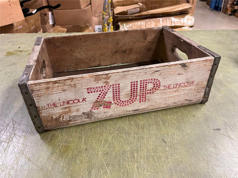 Vintage 1960s Made in USA 7up "The Uncola" Wooden Carrier Crate