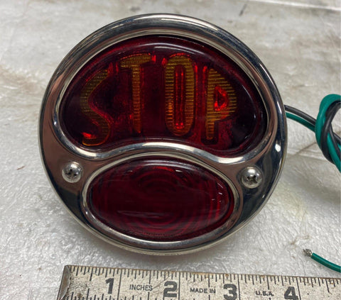 Vtg DUO Lamp TailLight Glass Stop Lens Harley Chopper Bobber Chrome Custom Ford