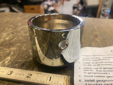 50's Boy Mini Speedometer Cup cover Harley Chopper Guage TAch chrome billet!