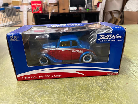 1933 Willys Coupe Coin Bank True Value 1:24 Red & Blue ERTL Diecast