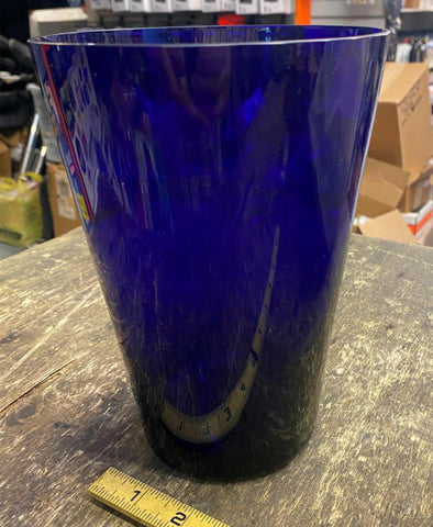 Cobalt Blue Antique Vtg Vase 8" Tall Decor Glass 6" across Collectible Flowers!