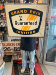 Vtg Grand Prix Guaranteed Ignition Tune Light Up Double sided Sign Oil Gas Servi