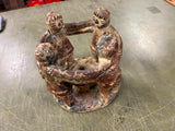 Aztec Mayan Circle of 4 Friends Terracotta Clay Candle Holder Art Pottery
