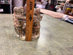 Aztec Mayan Circle of 4 Friends Terracotta Clay Candle Holder Art Pottery
