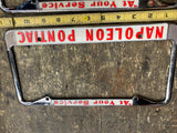 Napolean Pontiac Vtg Pair License plate Frames Auto Truck Car Dealer Tarentum pa
