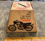 honda coin Bank Vtg Advertising Dream Scrambler 60's Sign Meet the nicest people
