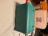 Vtg 50's Handbag Suitcase Makeup Doll Box Bag Chalk Display Decor damask Mirror!