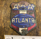 20's AAA Atlanta License Plate Tag Topper Vtg Auto Truck Hot Rod Model T Porcela