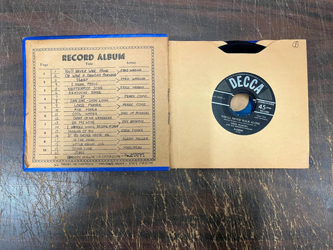 Vintage 1950s Lot Of 22 45 Records Assorted Titles & Artists In Binder
