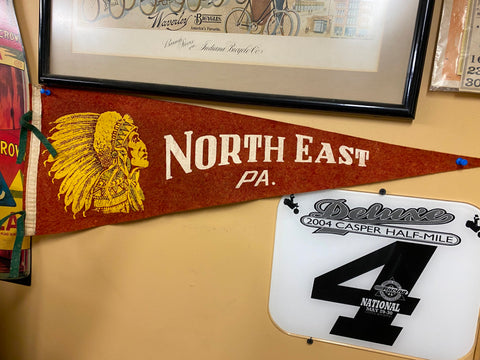 Vtg Elkhart Indiana Felt Pennant Flag Banner Indian NOrth EAst 60's!