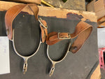 Vintage Western Riding Spurs / Leather Straps boots Cowboy Horse back riding Pr!