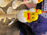Vtg Easter chick Peep Canoliers Window Blow Mold Light Candle Decor Holiday 50's