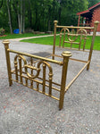 Antique French Bed Frame Polished Brass Headboard Victorian Fancy 1920's Queen!