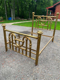 Antique French Bed Frame Polished Brass Headboard Victorian Fancy 1920's Queen!