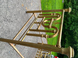 Antique French Bed Frame Polished Brass Headboard Victorian Fancy 1920's Queen!