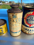 Vtg Brasso Cone Top Auto Truck Tin Can Oil Gas Service Station Garage 1930's