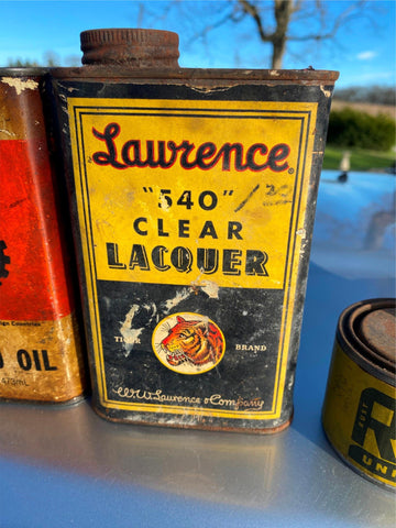 Vtg Lawrence "540" Clear Lacquer Tiger Logo Paint tin Can Pgh Auto Truck Oil Gas