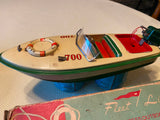 Vtg Fleet Line "Spray King" battery model speed boat Toy 50's Japan Minty Box!