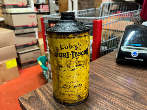 VTG Antique Original Cabot's Lubri-Tasgon Oil Can Lubricant New York USA