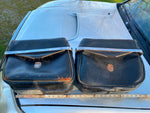 Vtg Leather Stainless Trim Saddlebags Harley Guzzi Triumph Bmw BSA Motorcycle