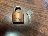 Vintage Made In USA Solid Brass Reese Padlock With Original Key