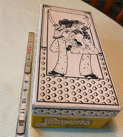 Vtg 1970's Footworks Shoe Box Hippy chicks Sandals Advertising Decor collectible