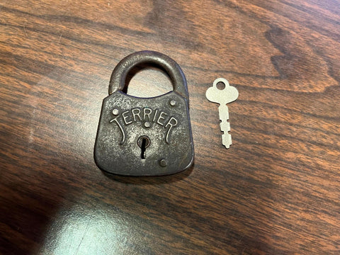 VTG Antique 1920s Jerrier Heavy Duty Padlock With Key See Description