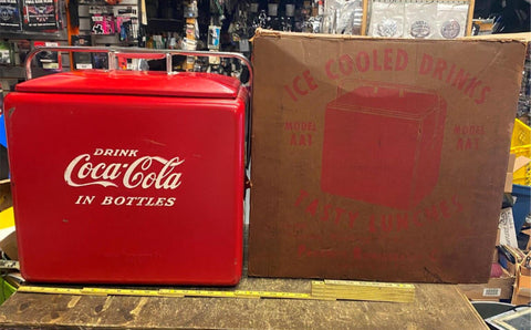 Vtg Original Box Coca Cola Cooler Quaker State Gas Station Collectible Minty!