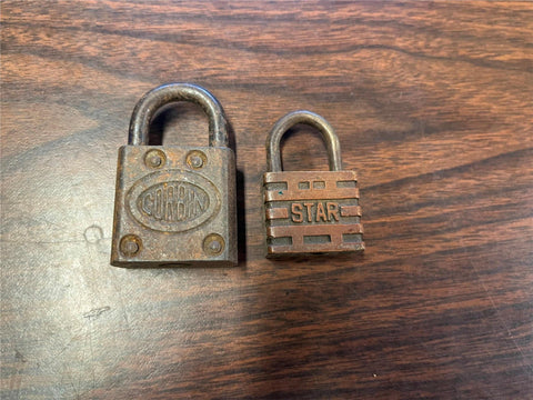 Vintage 1940s Made In USA Lot Of 2 Assorted Heavy Duty Padlocks No Keys Star