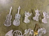 Lot Of 13 Assorted Clear Christmas Ornaments Instruments Carnival