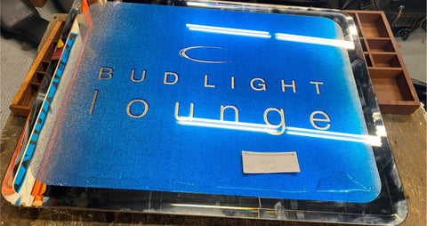 Vtg Bud light Lounge Mirror Sign Advertising Beer 28x22 Tavern Breweriana Garage