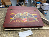 Vtg Wood Writing Lap Drawing Cigar Flag Mail Box Case Desk Top Patriotic Eagle