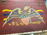 Vtg Wood Writing Lap Drawing Cigar Flag Mail Box Case Desk Top Patriotic Eagle