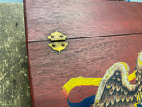 Vtg Wood Writing Lap Drawing Cigar Flag Mail Box Case Desk Top Patriotic Eagle