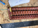 Vtg KASSNAR Leather Ammunition Holder Cartridge Belt Spain 30-06 308 300 Brown