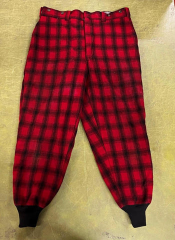 Vintage 1960s Made In USA Woolrich Buffalo Plaid Hunting Pants Sz 38 Quilt Lined