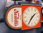 Vtg Nesbitts Orange Sign Wall Clock Advertising Soda Light General Store Pharmac