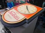 Vtg Nesbitts Orange Sign Wall Clock Advertising Soda Light General Store Pharmac