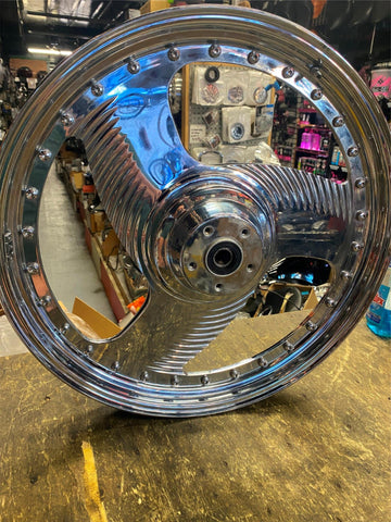 Scorpion Revtech Front Custom Mag Wheel Chrome 1984-99 Softail Wide Glide Choppe