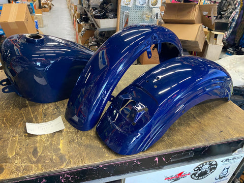 Painted Body Set Harley Ironhead Sportster Gas Tank Front Rear Fender Blue XLH