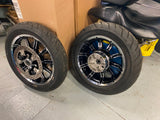 New T/o Chrome Black Mag Wheels Dunlop Tires 2009^ Touring Ultra Glide FLH King!