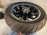 New T/o Chrome Black Mag Wheels Dunlop Tires 2009^ Touring Ultra Glide FLH King!