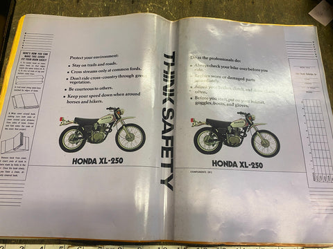 Vtg 1972 1973 Honda XL 250 Book cover Acc Collectible Sign poster Advertising OE