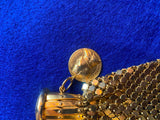 Vtg Change Purse Victorian Napolean Coins Gold Mesh Accordian Womens Art Deco!